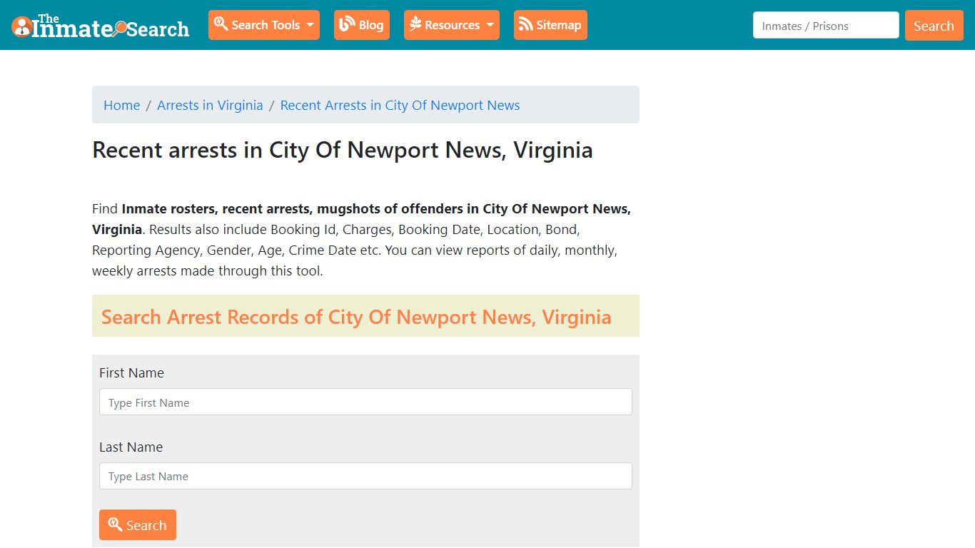 Recent arrests in City Of Newport News, Virginia